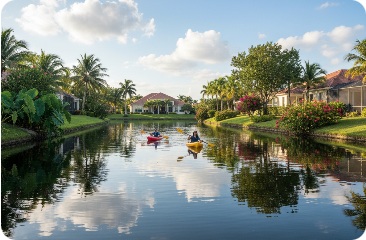 Kayakers on a calm South Florida lake